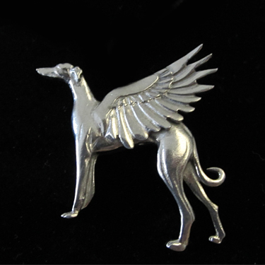 thumbnail image 2 of 5 Crystal Rhinestone Greyhound Brooch Pins – Silver-Tone Animal Hound Dog Brooches, Handmade Alloy, 2.48 Inch 2 of 6